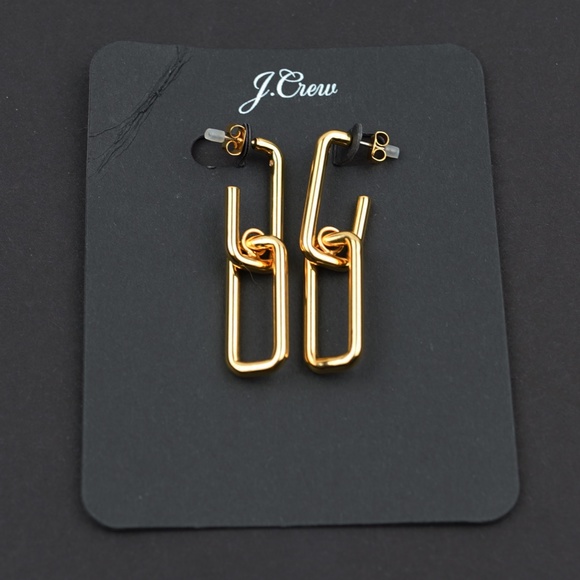 New JCREW Double Link Drop Earrings in Burnished Gold - Picture 3 of 3